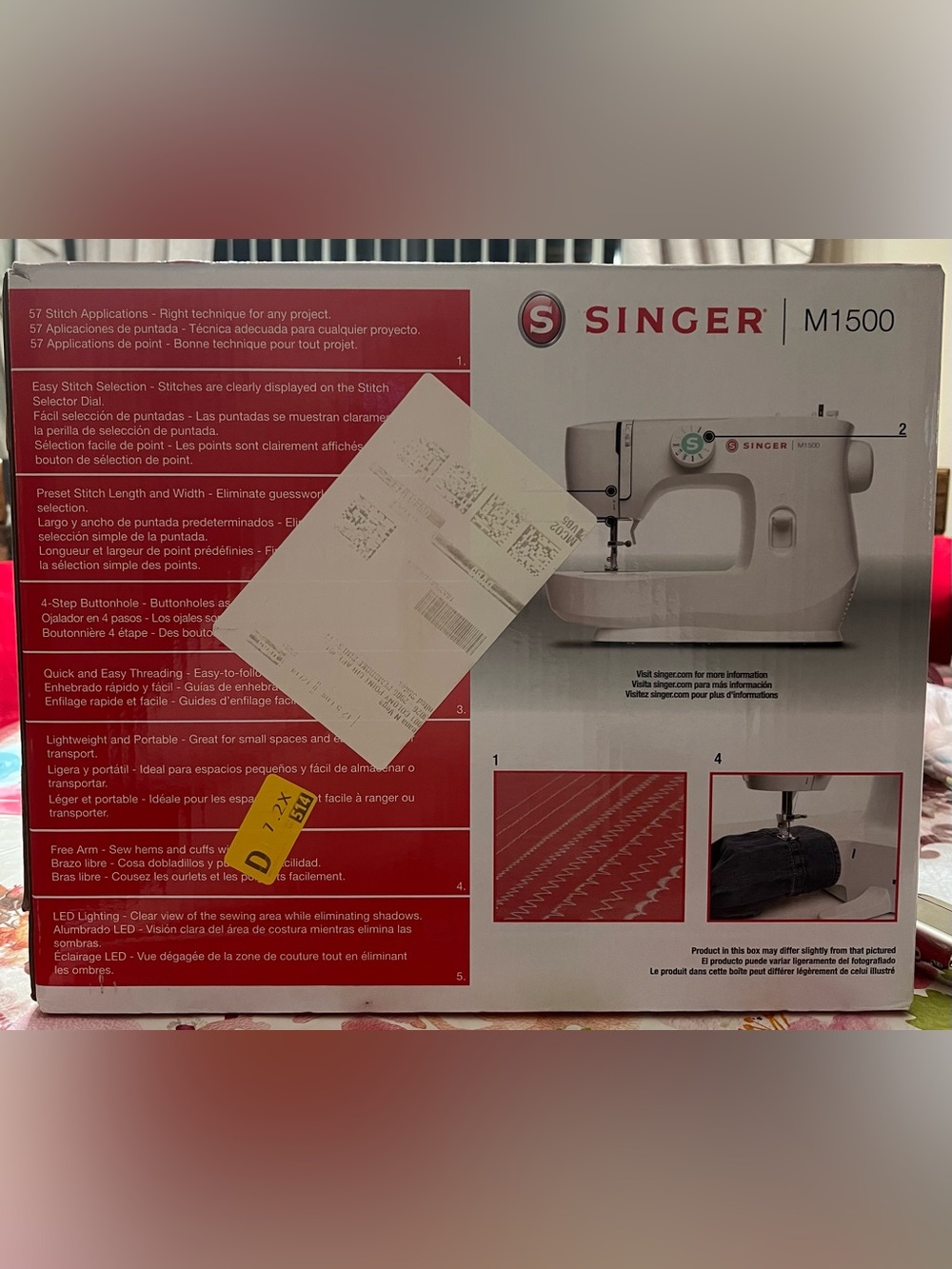 Singer M1500 White Portable Sewing Machine - Picture 3 of 9